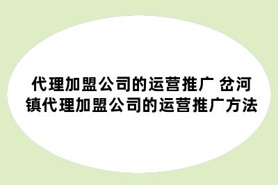 代理加盟公司的运营推广 岔河镇代理加盟公司的运营推广方法